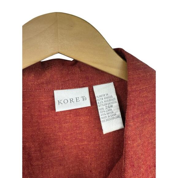 Koret Rust Color Linen Blend Button Up Embroidered Shirt Beach Vacation Size 3XL - Picture 3 of 9